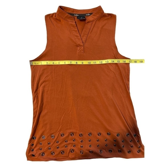 *CLEARANCE* Belyn Key Orange sleeveless golf tank top w/grommet detail Small - Picture 11 of 13